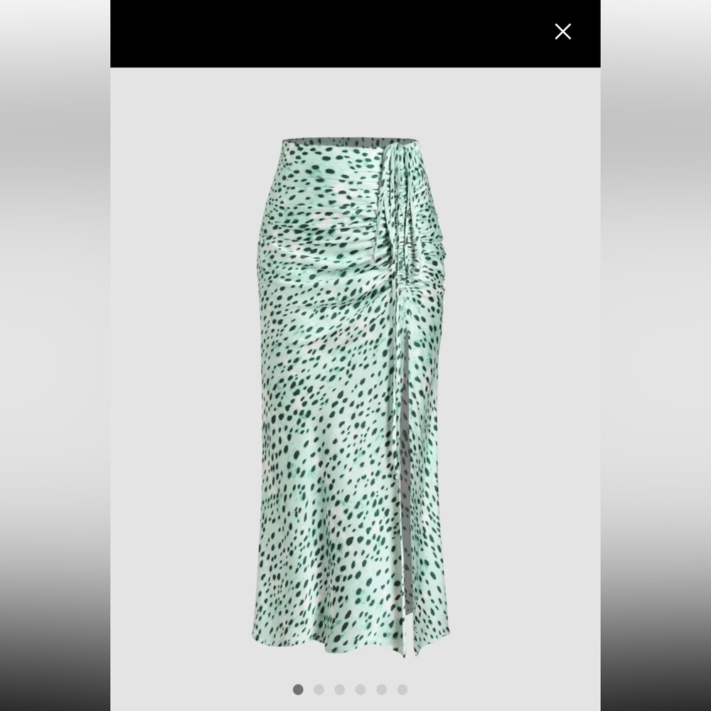 Spot Leopard Print Drawstring Split Maxi Skirt
